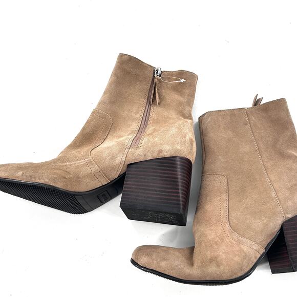 Blondo Salome Suede Boots 9.5 Tan NWOT Ankle Booties Waterproof Heel Capsule - Picture 8 of 9